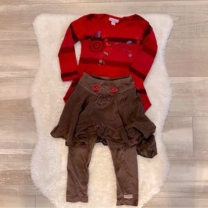 Naartjie Skirted Leggings & Top Outfit Size 2T